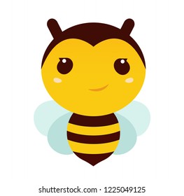 Illustration of a Friendly Cute Bee Flying and Smiling