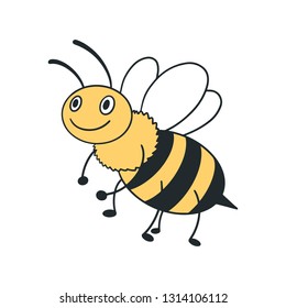Illustration of a Friendly Cute Bee Flying and Smiling - Vector