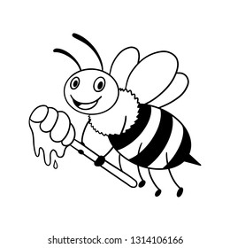Illustration of a Friendly Cute Bee Flying and Smiling - Vector
