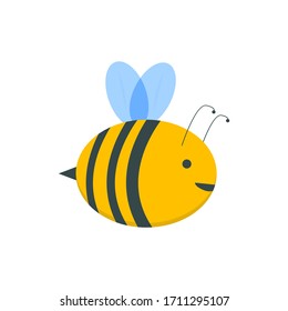 Illustration of a Friendly Cute Bee Flying and Smiling.