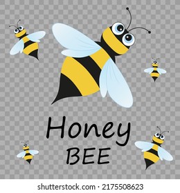 Illustration of a Friendly Cute Bee Flying and Smiling	