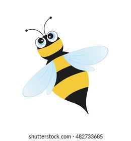Illustration of a Friendly Cute Bee Flying and Smiling