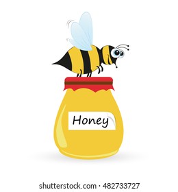 Illustration of a Friendly Cute Bee Flying and Smiling