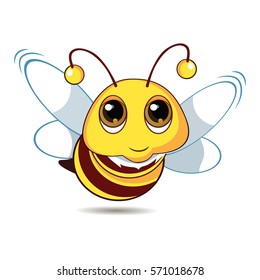 Illustration of a Friendly Cute Bee Flying and Smiling
