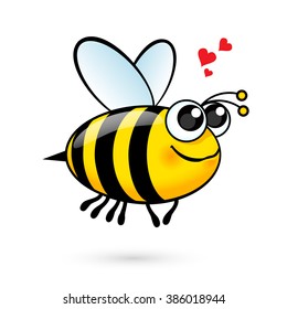 Illustration of a Friendly Cute Bee in Love