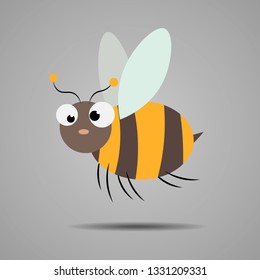 Illustration of a Friendly Cute cartoon Bee Flying