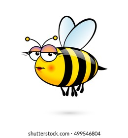 Illustration of a Friendly Cute Female Bee with Expression on White