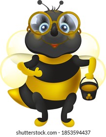 Illustration of a Friendly Cute Smiling Bee - stock vector