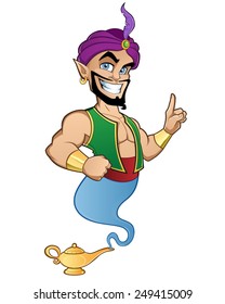 Illustration of a friendly genie