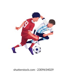 Illustration of a friendly match between Indonesia and Argentina, has the number 9 on his jersey.