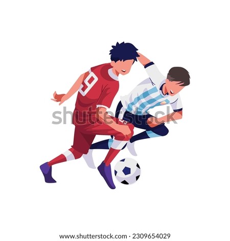Illustration of a friendly match between Indonesia and Argentina, has the number 9 on his jersey.