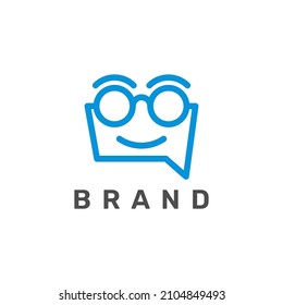 Illustration Friendly People Character with bubble talk logo design concept 