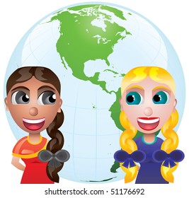 Illustration of friendship all over the world, vector
