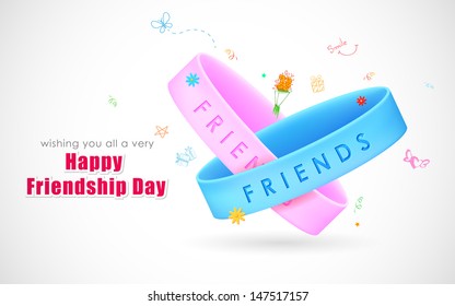 illustration of friendship band on Happy Friendship Day Greetings