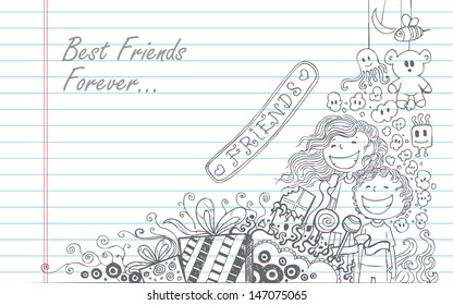 illustration of Friendship Day doodle in sketchy look