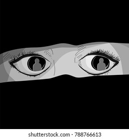
illustration of a frightened girl. Violence. Cruelty.