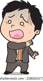 Illustration of a frightened male businessman