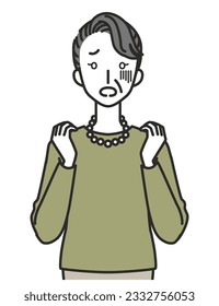illustration of frightened senior woman