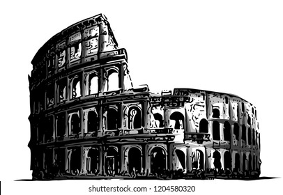 Illustration Fro Italy Colosseum Building Landmark Vector