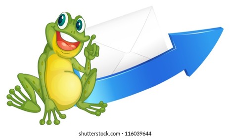 Abbildung eines Frosches und eines Pfeils auf weißem Hintergrund