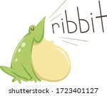 Illustration of a Frog with Big Belly Making a Ribbit Sound