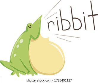 Illustration of a Frog with Big Belly Making a Ribbit Sound