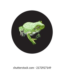 illustration of a frog in a black circle

