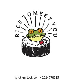 illustration of frog head in vintage style sushi