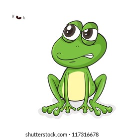 illustration of a frog and insect on a white background