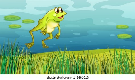 Illustration Frog Jumping Grass Stock Vector (royalty Free) 142481818