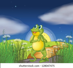 Illustration of a frog looking at the bright star