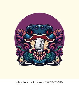 Illustration frog with mic design vector