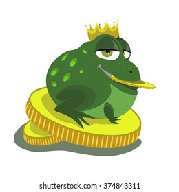 illustration of a frog on coins