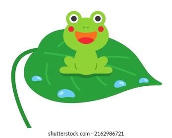 An illustration of a frog on a leaf.