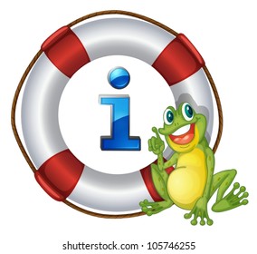 illustration of frog showing a float a white background