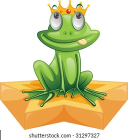 ilustración de rana sentada en estrella