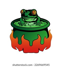 Illustration of a frog soak in a pot which then slowly boils