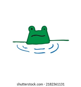 Illustration of a frog taking a bath, for children's story book illustration. A simple flat vector design