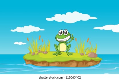 illustration of a frog and water in a beautiful nature