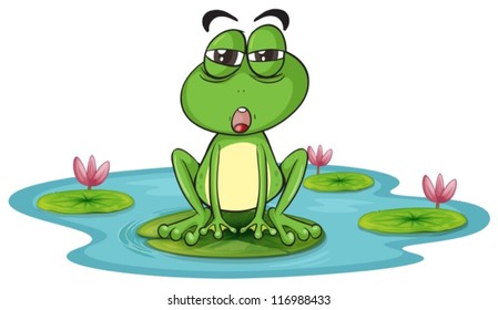illustration of a frog and a water on a white background