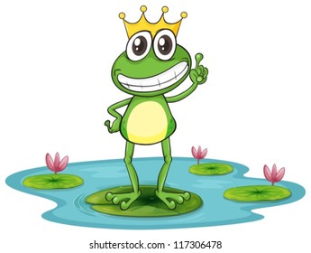 illustration of a frog and water on a white background