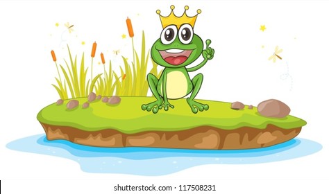 illustration of a frog and a water on a white background
