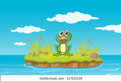 illustration of a frog and a water on a white background
