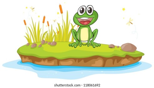 illustration of a frog and water on a white background