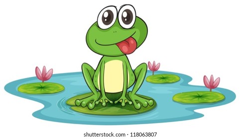 illustration of a frog and water on a white background