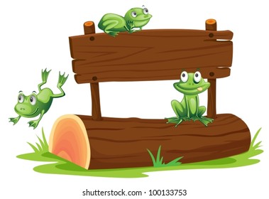 Illustration of frogs with sign