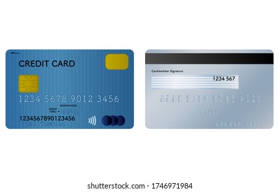 Illustration Front Back Credit Card Blue Stock Vector (Royalty Free ...