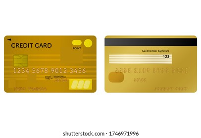 Illustration of front and back of credit card (gold)