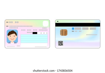 Illustration Of Front And Back Of My Number Card With Male Face Photo