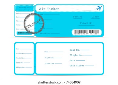 illustration of front and back part of flight ticket